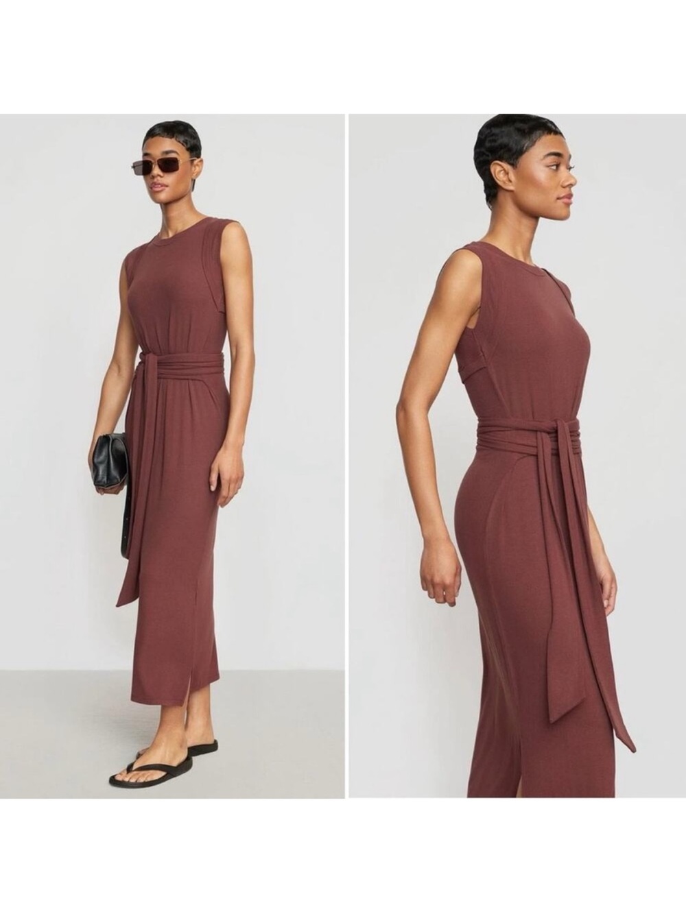 Modern Citizen- NWT Ami Ribbed Tie- Waist Midi Dress- Large